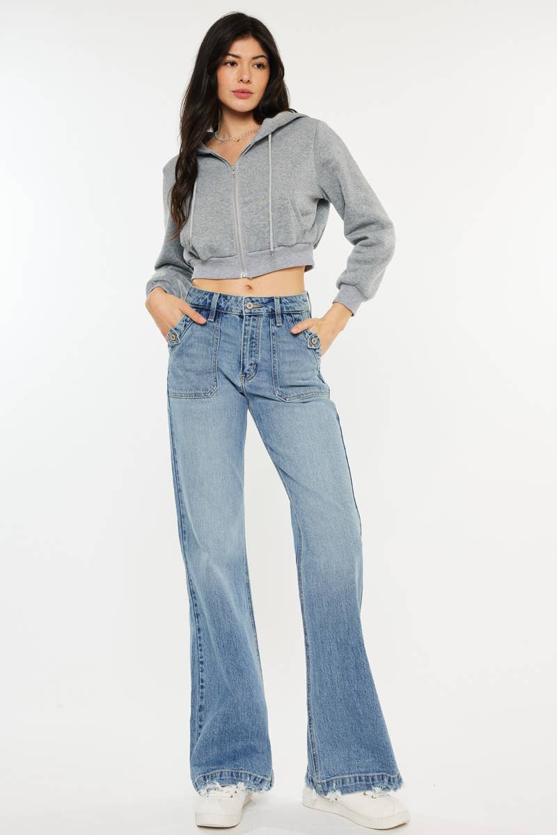 Kan Can High Rise Wide Flare Jeans