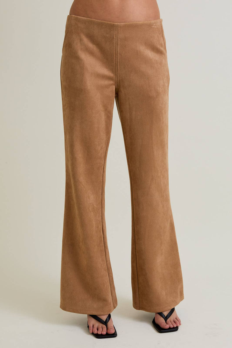 Low Waist Suede Bootcut Pants