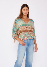 Striped Paisley V-Neck Blouse