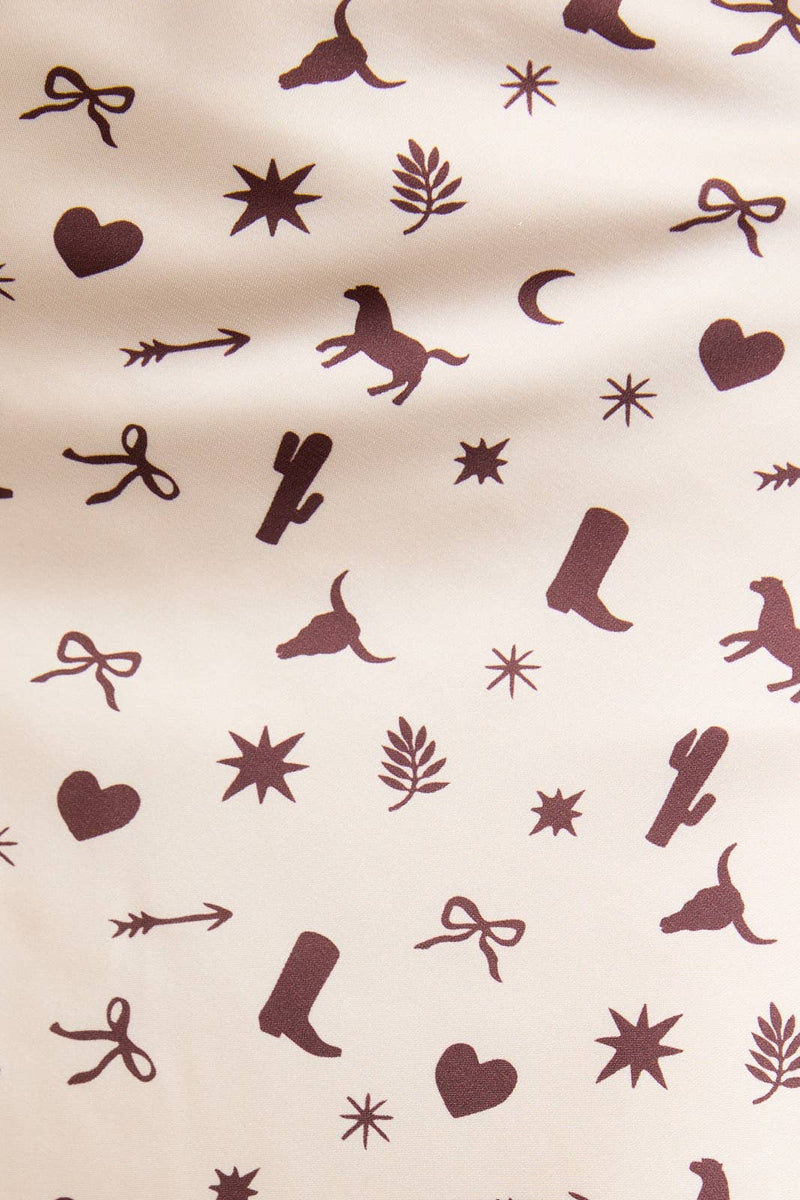 Sweetheart Neckline Ruched Bust Satin Top w Midi Skirt