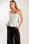 Solid Woven Strapless Top