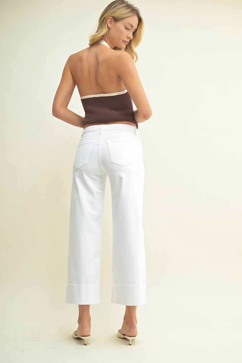 Just Black Denim Scissor Cut Cuffed Wide Leg