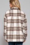 Long Sleeve Inside Faux Fur Brushed Plaid Jacket