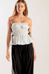 Solid Woven Strapless Top