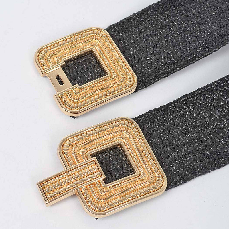 Metal Buckle Stretch Belt: Black