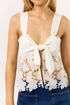Satin Lace Top w/ Front Tie