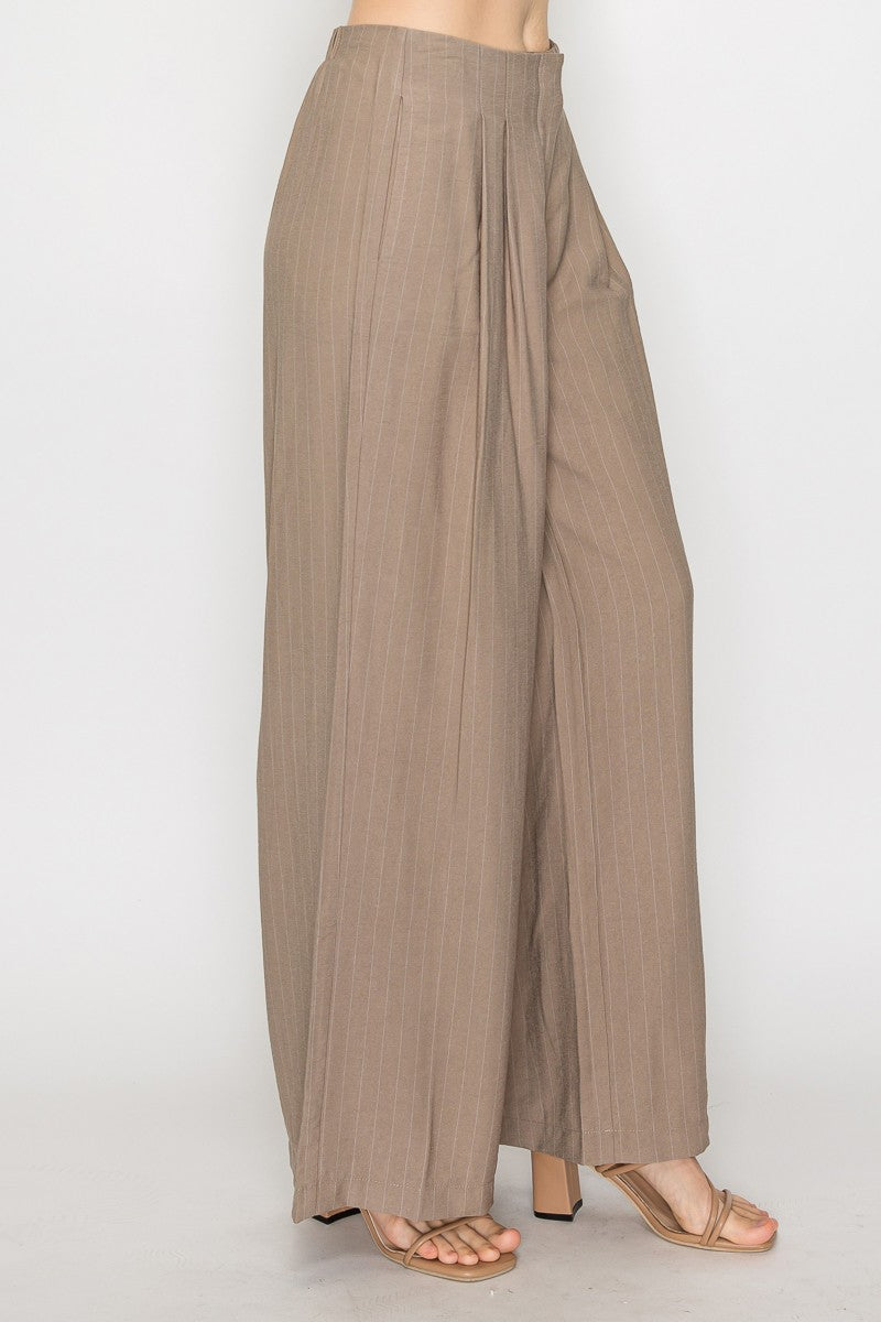 Pintuck Pleated Wide Leg Pants