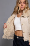 Long Sleeve Inside Fur Detail Penny Lane Suede Short Jacket