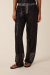 Sequin & Stripe Elastic Waist Pants