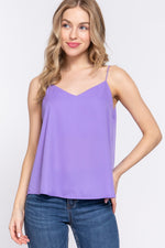 Double V-Neck Cami Woven Top