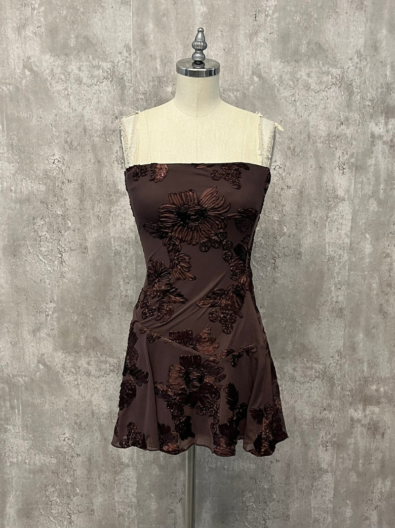 Strapless Embroidered Mesh Mini Dress