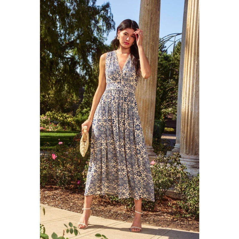 Summer in Capri Scalloped Lace Maxi Dress | Tile Print Maxi Dress Azalea Mosaic / Large Summer in Capri Scalloped Lace Maxi Dress | Tile Print Maxi Dress Azalea Mosaic / Large