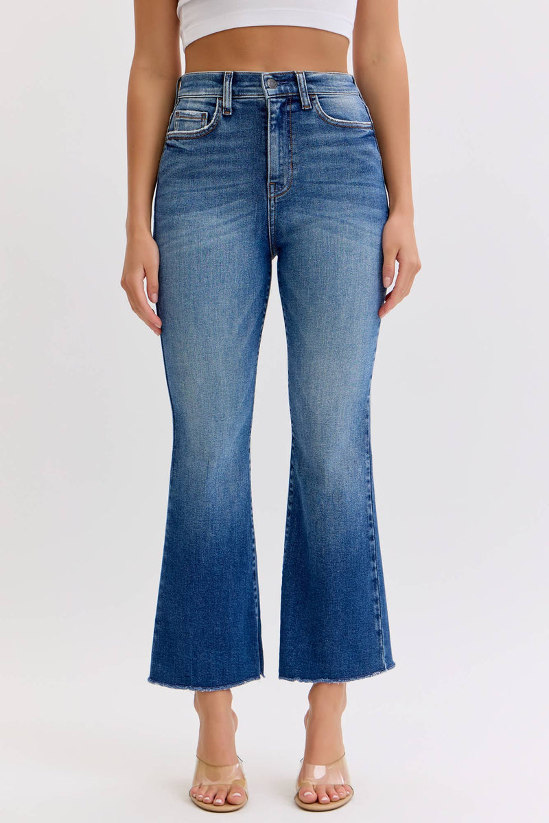 High Rise Crop Flare Jeans