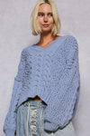 V-neck Semi Cropped Chenille Sweater