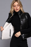 Reversible Faux Leather-Sherpa Contrast Padding Crop Vest