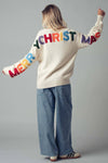 Rainbow Lettering Christmas Knit Sweater