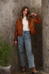 Dyed Faux Leather Moto Jacket