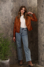 Dyed Faux Leather Moto Jacket