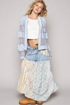 Balloon Sleeve Front Pockets Zipper Front Hoodie Top