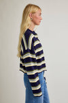 Navy & Yellow Striped Cardigan