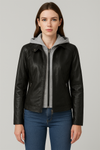 Hooded Faux Leather Moto Jacket | Removable Hood