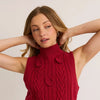 Sleeveless Mock Neck 3D Heart Sweater Top