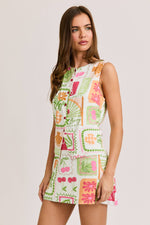 Button Down Sleeveless Top w Slit Mini Skirt