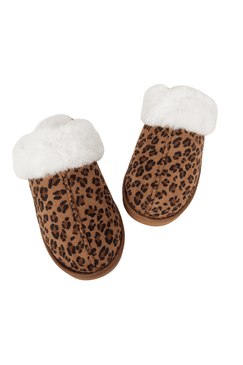 Leopard Print Faux Fur Cozy Slippers
