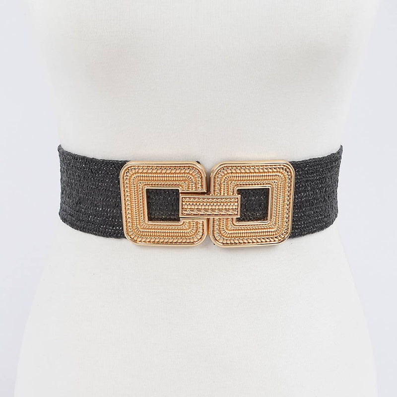 Metal Buckle Stretch Belt: Black