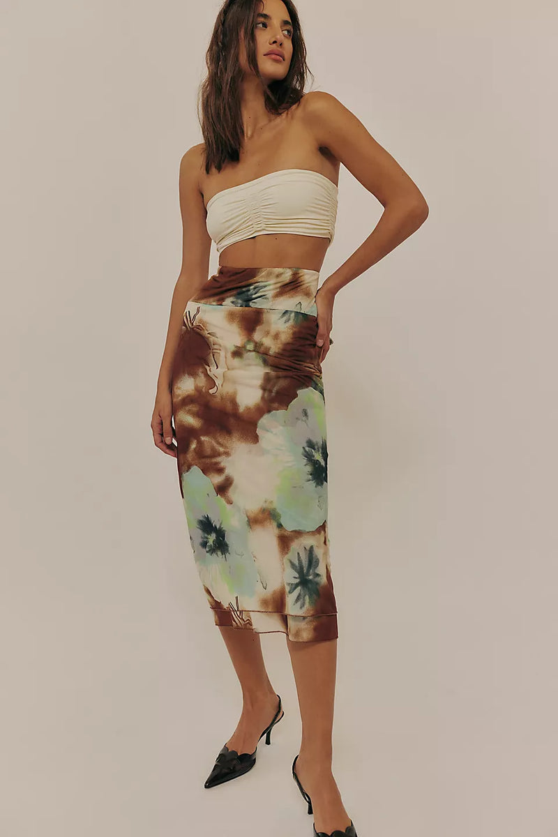 Free People Sunset Mesh Midi Skirt