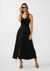 V-Neck Ruched Button Down Maxi Dress