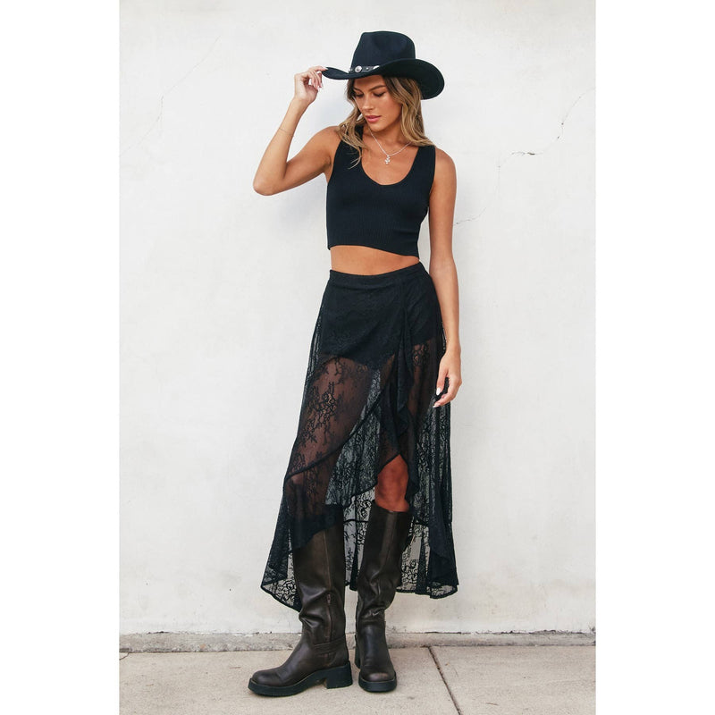 Playing Hard Ruffled Lace Skirt