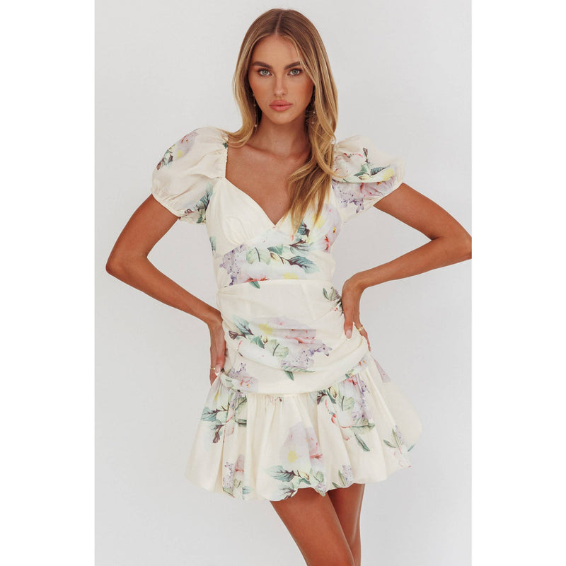 Puffy Floral Mini Dress