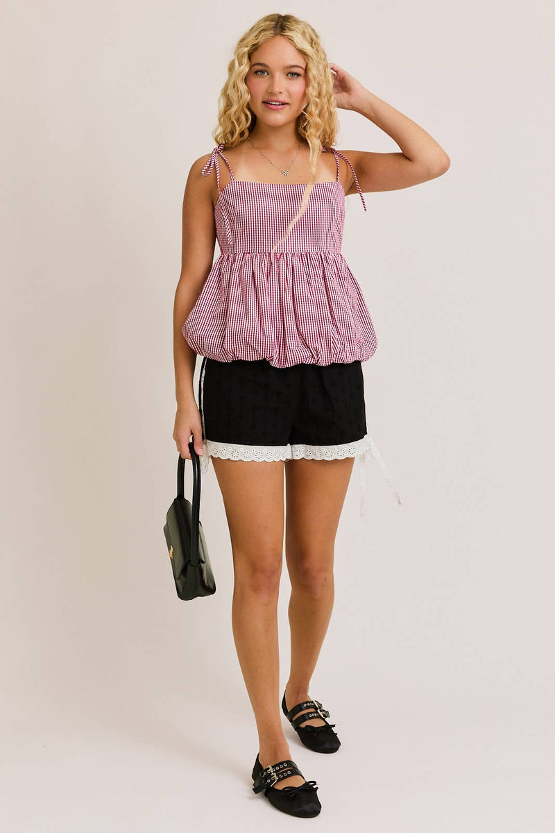 Lace Trim Eyelet Shorts