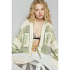 Balloon Sleeve Front Pockets Zipper Front Hoodie Top