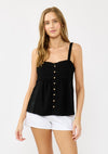 Lace Trim Button Down Sleeveless Tank Top
