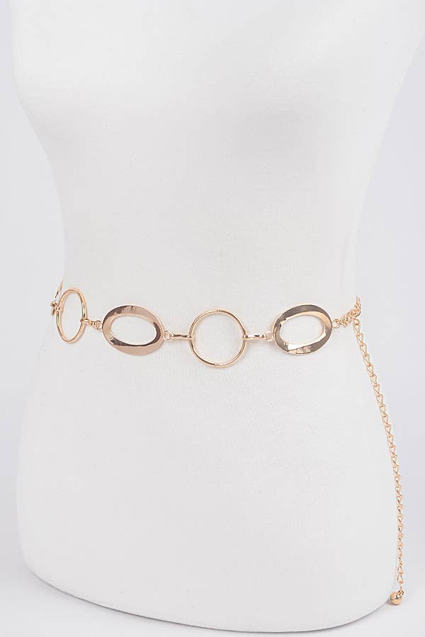 Multi Round Metal Chain Belt: Gold