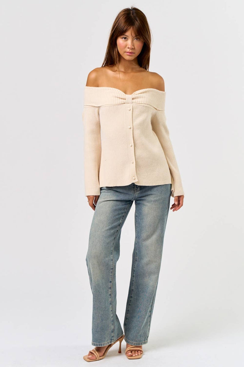 Off-Shoulder Long Sleeve Sweater