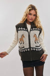 Horse Zip Up Sweater Vest