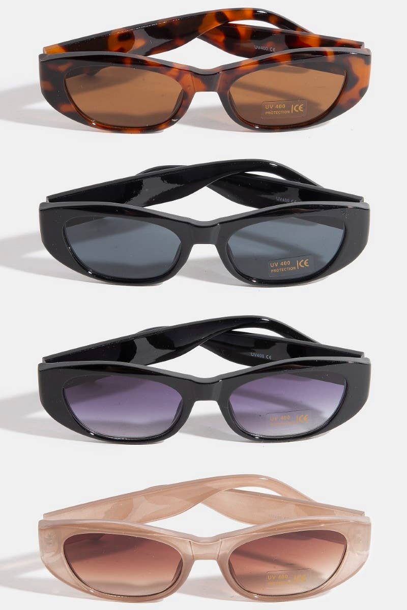 Plastic Frame Oval Lens Sunglasses