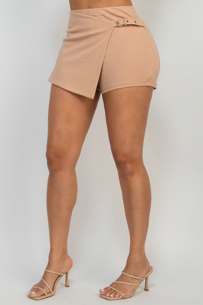 Wrap Buckle High Rise Elatsic Skort