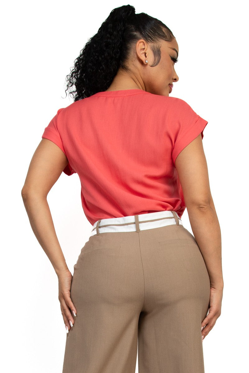 V-Neck Short Sleeve Top