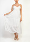 Crocheted Front Tie Tiered Maxi Dress