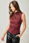 Sleeveless Shimmering Mock Neck Top