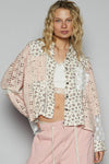 Balloon Sleeve Crochet Floral Printed Shirt