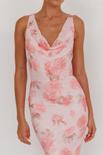 Cowl Neck Floral Maxi Dress