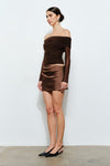 Katarina Mixed Media Off The Shoulder Mini Dress
