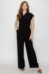 Button Down Wide Leg Jumpsuit
