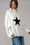 Star Knit Oversized Sweater Top