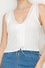 Lace Up Sleeveless Top